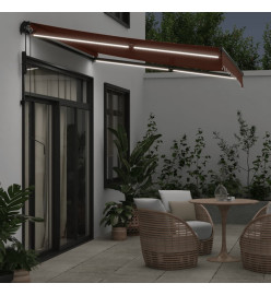 Auvent rétractable automatique avec LED marron 300x250 cm