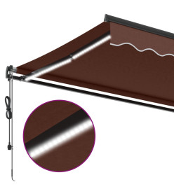 Auvent rétractable automatique avec LED marron 300x250 cm