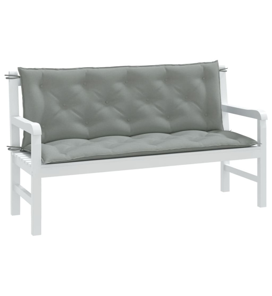 Coussins de banc de jardin lot de 2 gris clair mélangé tissu