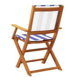 Chaises de jardin lot de 2 bleu/blanc bois acacia massif tissu