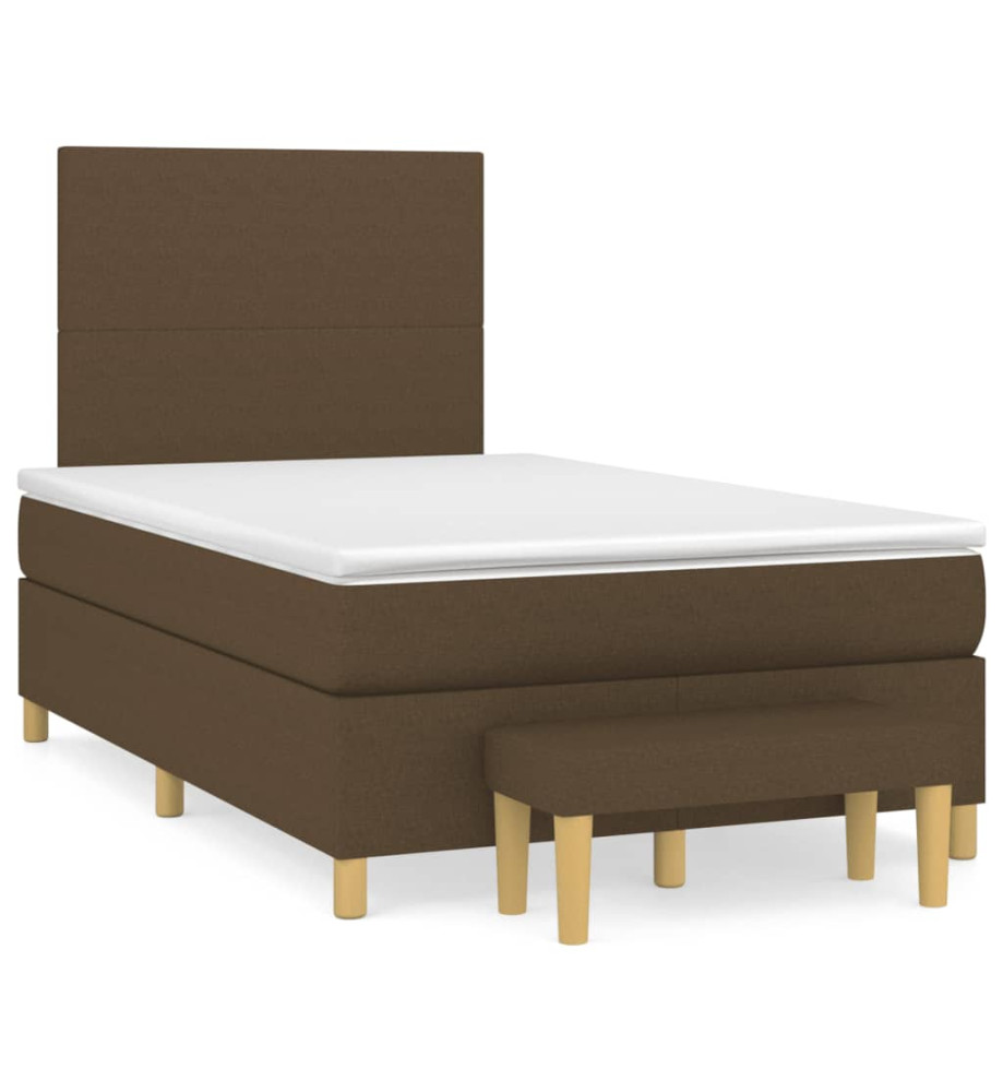 Sommier à lattes de lit et matelas marron foncé 120x190cm tissu Sommier à lattes de lit et matelas marron foncé 120x190cm tissu