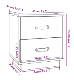 Tables de chevet 2 pcs Noir 40x34x45 cm Bois de pin massif