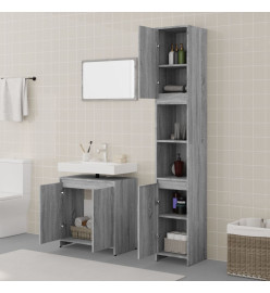 Ensemble de meubles de salle de bain 3 pcs Sonoma gris