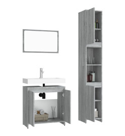 Ensemble de meubles de salle de bain 3 pcs Sonoma gris