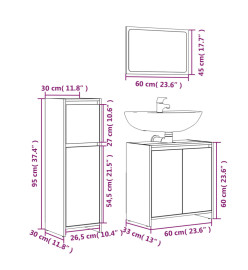 Ensemble de meubles de salle de bain 3 pcs Chêne fumé