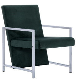 Fauteuil avec pieds en chrome Vert foncé Velours