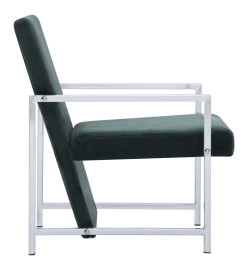 Fauteuil avec pieds en chrome Vert foncé Velours