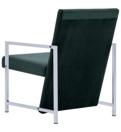 Fauteuil avec pieds en chrome Vert foncé Velours