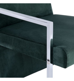 Fauteuil avec pieds en chrome Vert foncé Velours