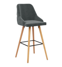 Chaises de bar lot de 2 gris foncé velours