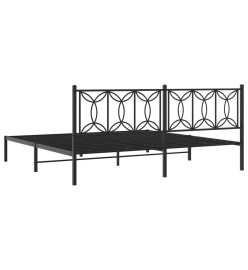 Cadre de lit métal avec tête de lit noir 193x203 cm