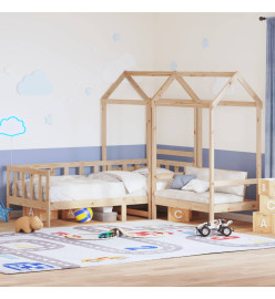 Ensemble de lit de jour et de banc et toit 90x200 cm pin massif