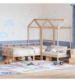 Ensemble de lit de jour et de banc et toit 80x200 cm pin massif