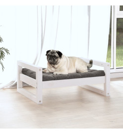 Lit pour chien Blanc 65,5x50,5x28 cm Bois de pin solide