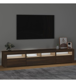 Meuble TV avec lumières LED Chêne marron 210x35x40 cm