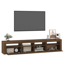 Meuble TV avec lumières LED Chêne marron 210x35x40 cm