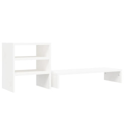 Support de moniteur Blanc 81x20x30 cm Bois de pin solide