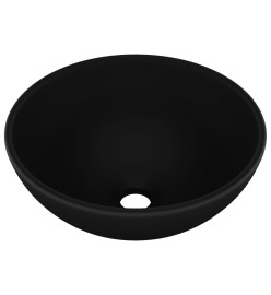 Lavabo rond de salle de bain Noir mat 32,5x14 cm Céramique