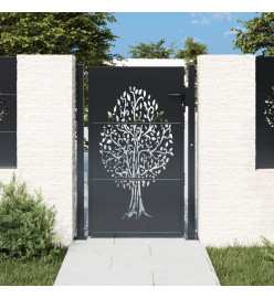 Portail de jardin anthracite 105x155cm acier conception d'arbre