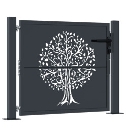 Portail de jardin anthracite 105x105cm acier conception d'arbre