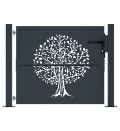 Portail de jardin anthracite 105x105cm acier conception d'arbre