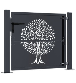 Portail de jardin anthracite 105x105cm acier conception d'arbre