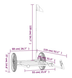 Remorque de vélo noir 135x68x37 cm fer