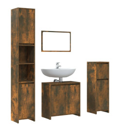 Ensemble de meubles de salle de bain 4 pcs Chêne fumé Bois