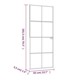 Porte d'intérieur Noir 83x201,5 cm Trempé verre aluminium fin