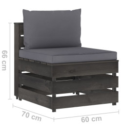 Salon de jardin 4 pcs avec coussins Bois imprégné de gris