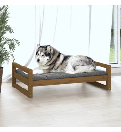 Lit pour chien Marron miel 105,5x75,5x28 cm Bois de pin solide