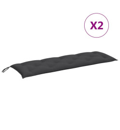 Coussins de banc de jardin lot de 2 anthracite mélangé tissu