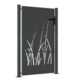 Portail de jardin anthracite 105x130cm acier conception d'herbe