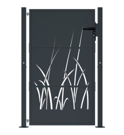 Portail de jardin anthracite 105x130cm acier conception d'herbe