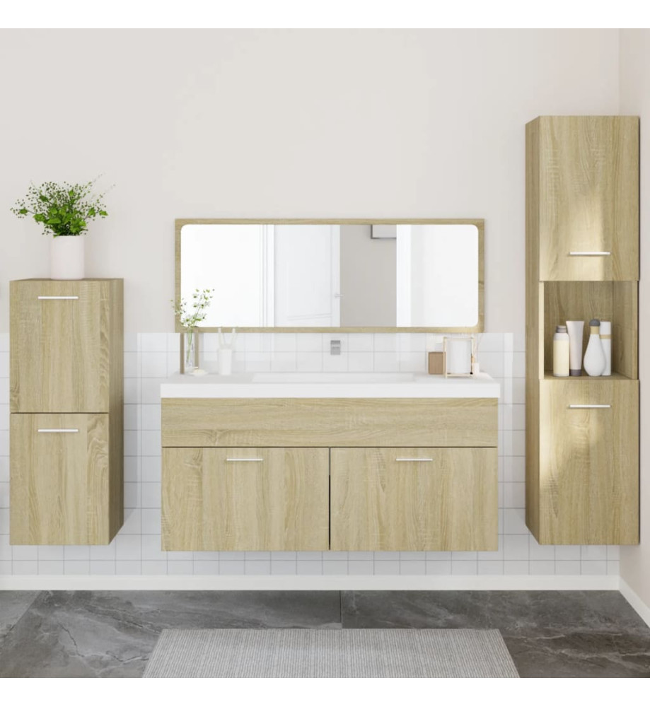 Ensemble de meubles de salle de bain 4 pcs chêne sonoma