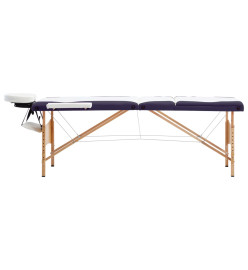 Table de massage pliable 3 zones Bois Blanc et violet