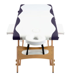 Table de massage pliable 3 zones Bois Blanc et violet