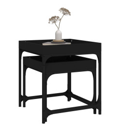 Tables d'appoint 2 pcs Noir Bois d'ingénierie