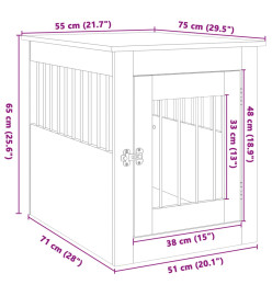 Meuble de cage pour chiens chêne sonoma 55x75x65 cm