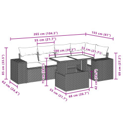 Salon de jardin avec coussins 6 pcs beige résine tressée