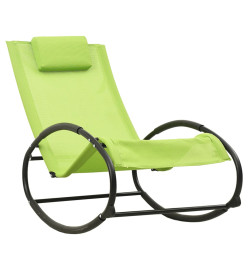 Chaise longue avec oreiller Acier et textilène Vert