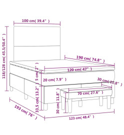Sommier à lattes de lit matelas cappuccino 120x190cm similicuir