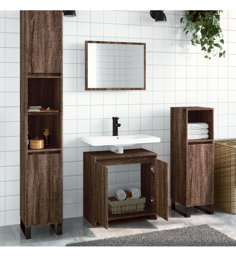 Ensemble de meubles de salle de bain 2 pcs Chêne marron