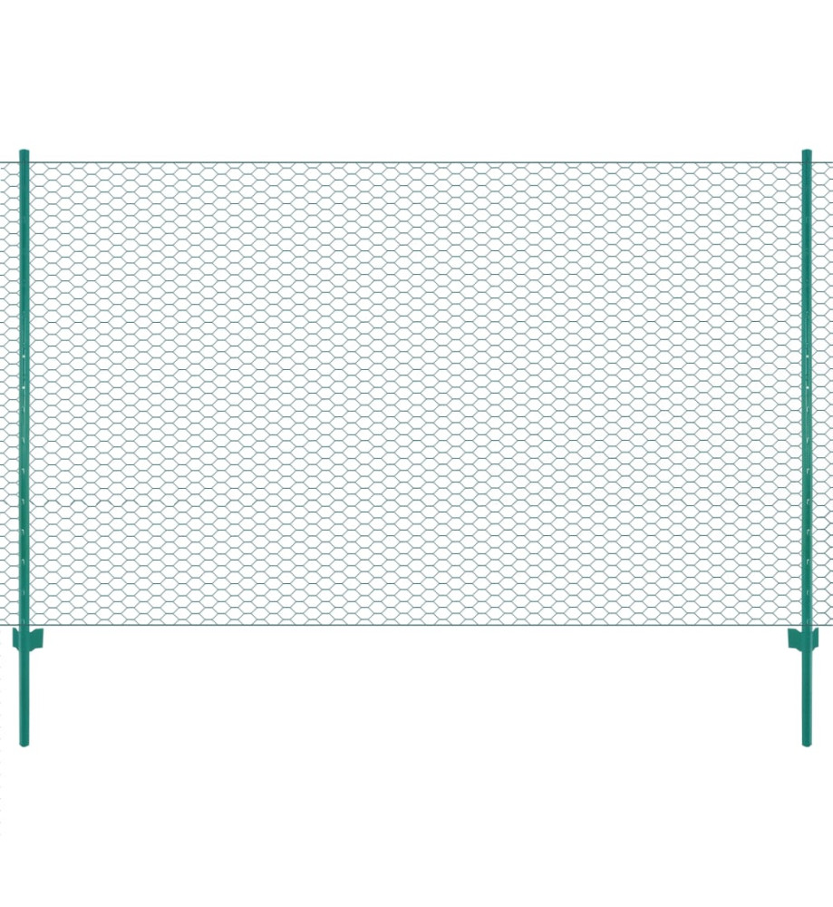 Clôture en grillage métallique avec poteaux Acier 25x2 m Vert