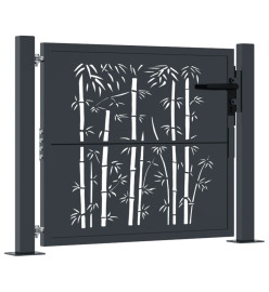 Portail de jardin anthracite 105x105 cm acier design de bambou