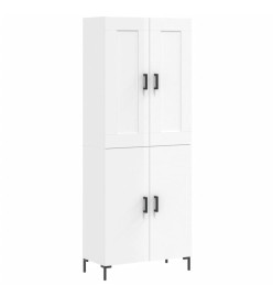 Buffet haut Blanc brillant 69,5x34x180 cm Bois d'ingénierie