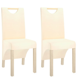 Chaises à manger lot de 2 crème tissu