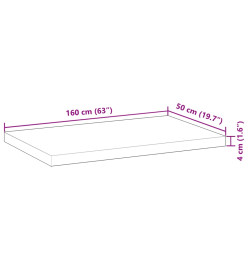 Dessus de bureau non traité 160x50x4 cm bois d'acacia massif