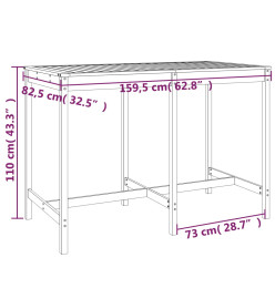 Table de jardin 159,5x82,5x110 cm bois massif de douglas