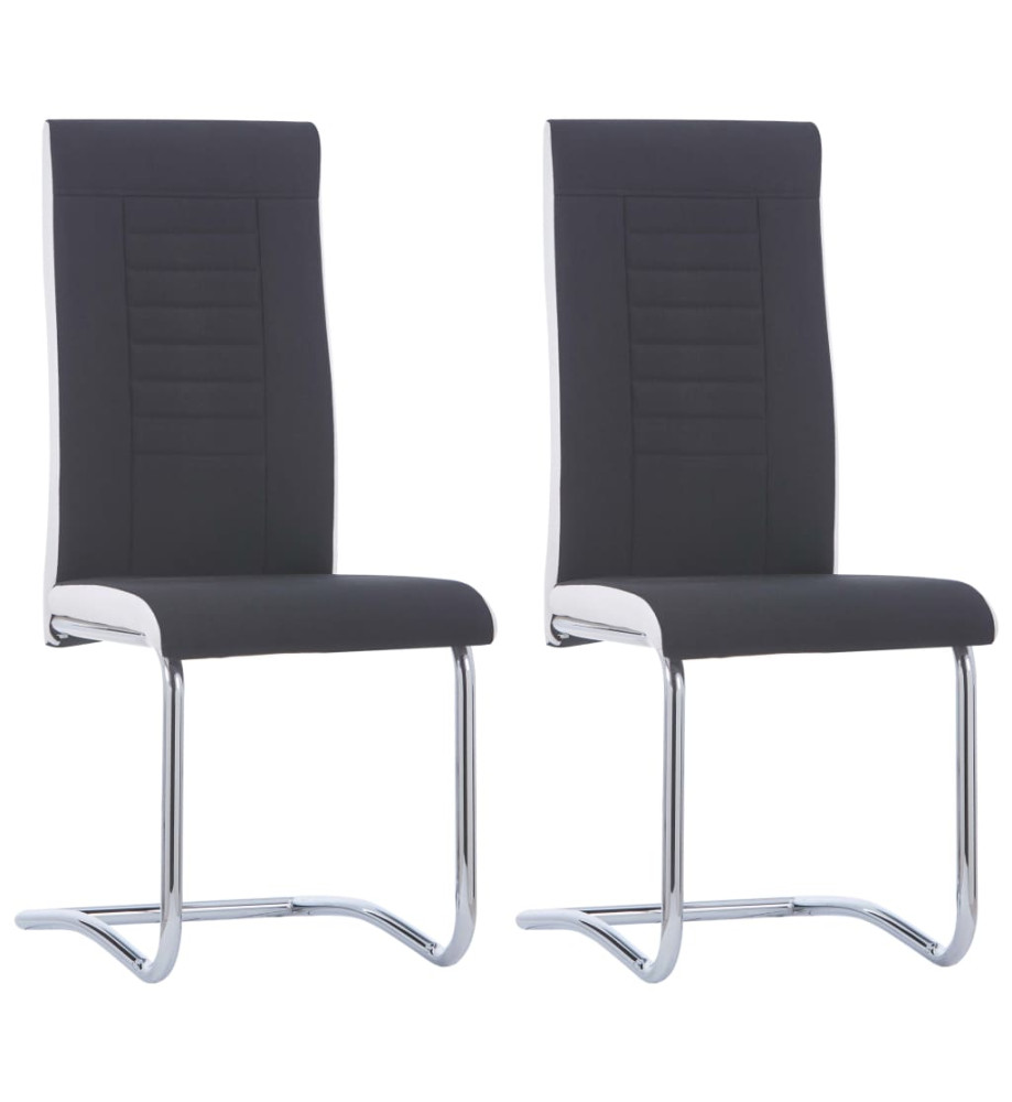 Chaises à manger cantilever lot de 2 noir tissu